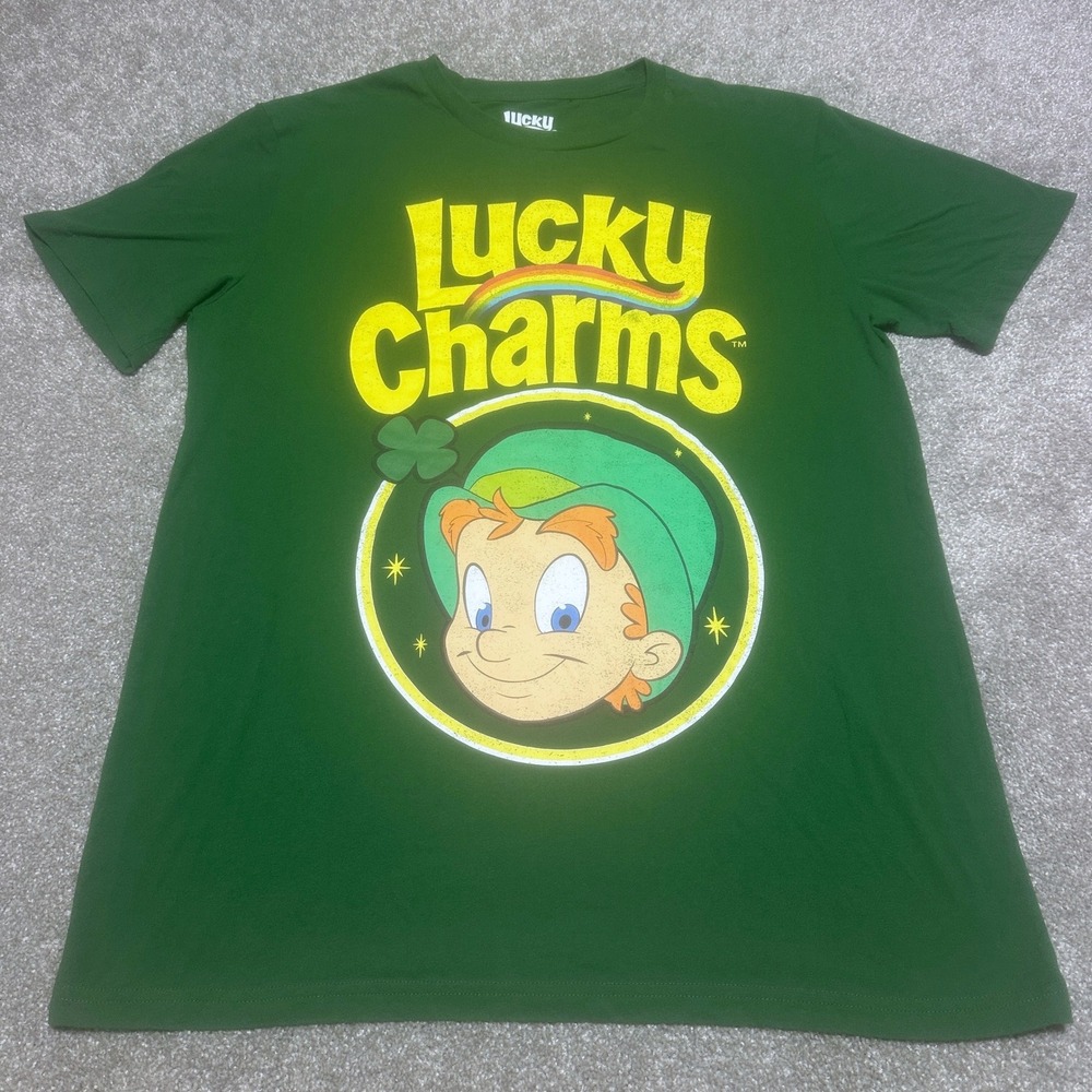 Lucky Charms Mens L Lucky Leprechaun Graphic Tee Green St Patricks Day Cereal